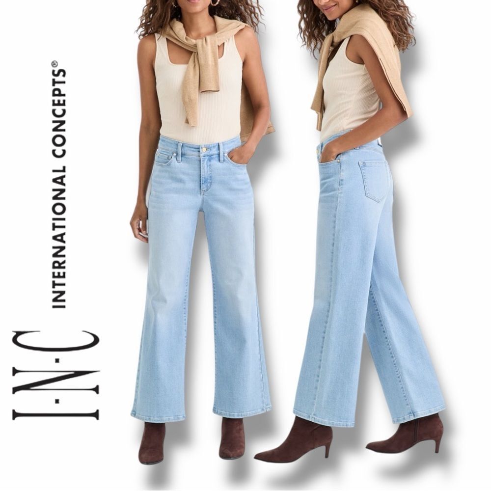 INC International Concepts Women's High-Rise Wide-Leg Jeans in the Size 12/31